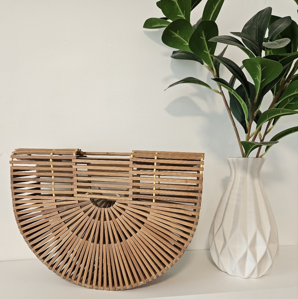Stylish Bamboo Half-Moon Clutch